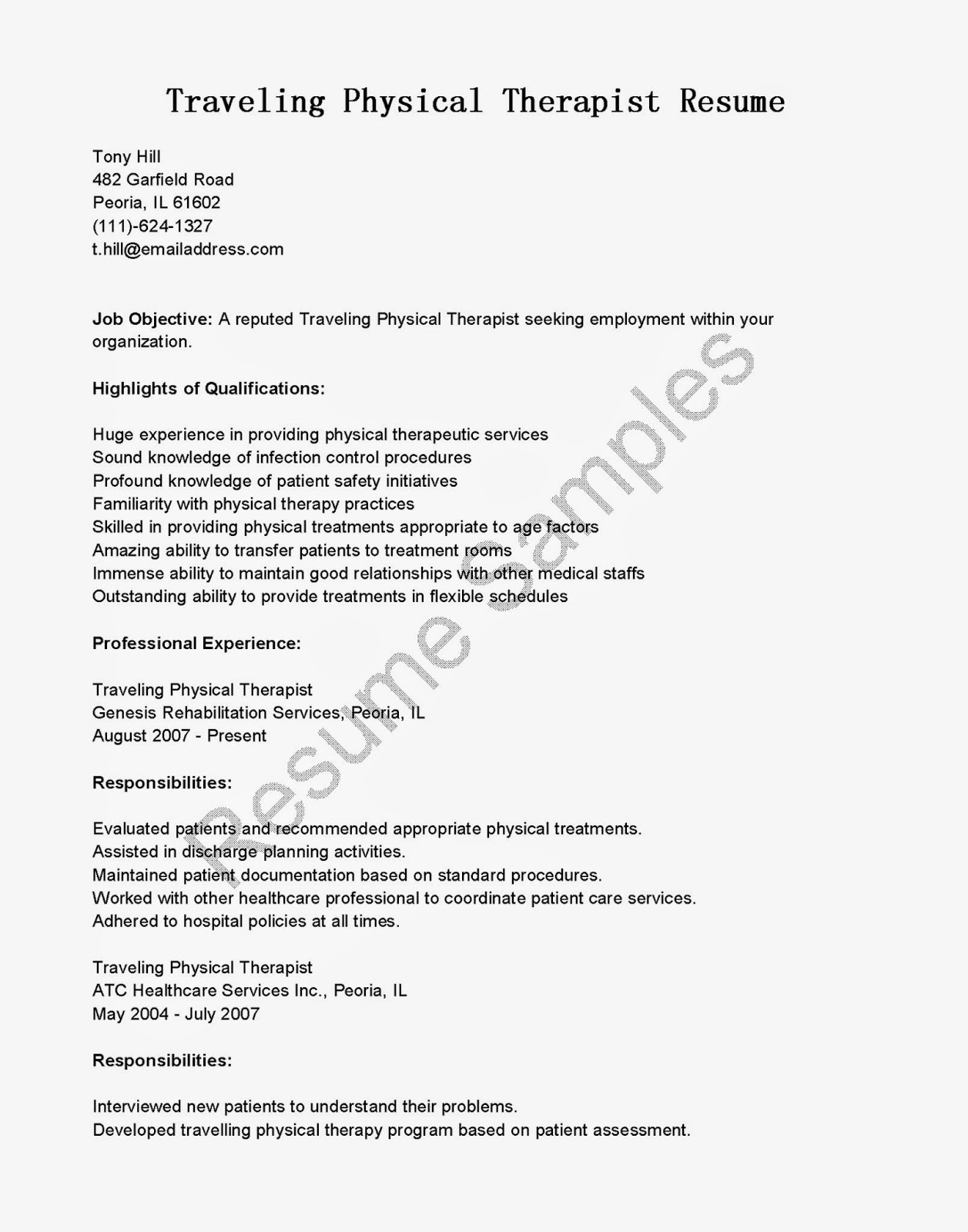 Spa massage therapist resume